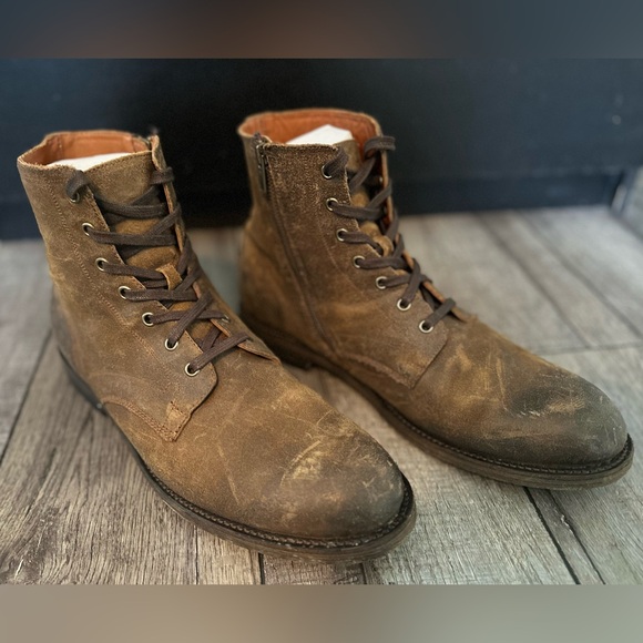 FRYE Men's Brown Leather Lace Up Boots Size 12 - Picture 2 of 14